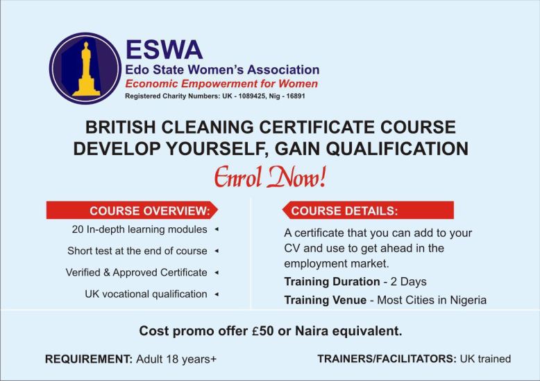 ESWA Cleaning course flyer